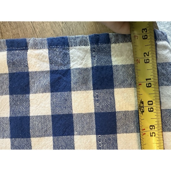 Vintage 100% Cotton Cottage Check Blue White Check Tablecloth 63" Round - Picture 2 of 5
